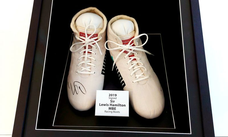 2019 SIGNED LEWIS HAMILTON RACING BOOTS