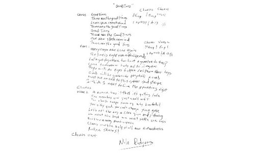 Nile Rodgers and Chic handwritten lyrics - Good Times