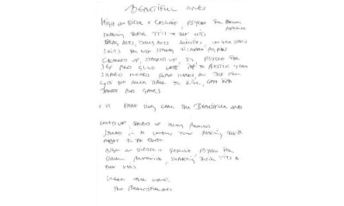 Suede handwritten lyrics - Beautiful Ones