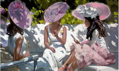Pink Champagne, Ascot limited edition artwork by society artist, Sherree Valentine Daines