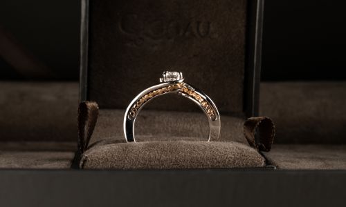 18CT white and rose gold Eleanor Diamond Ring by Clogau