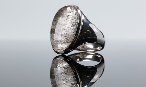 Silver Rutilated Quartz Ring