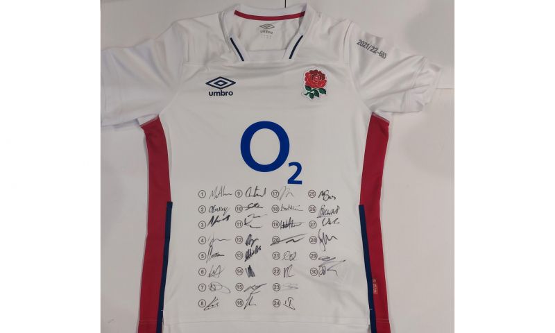England Rugby Shirt signed by the 2022 England team