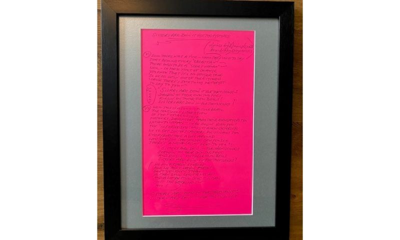 Handwritten Signed Annie Lennox Lyrics