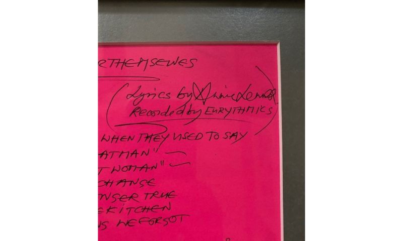 Handwritten Signed Annie Lennox Lyrics